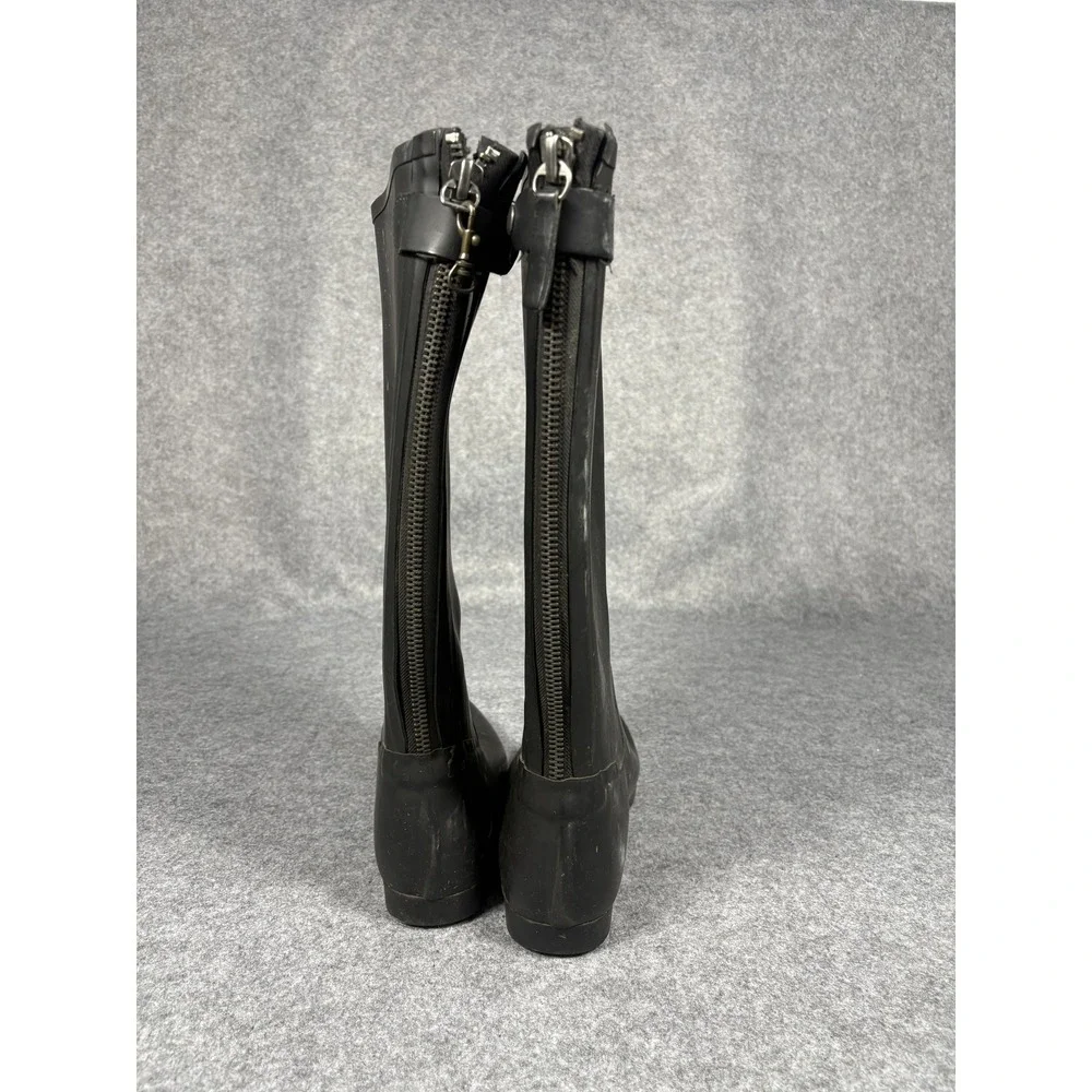 Style #17967 Tall Back Zip Rain Boots 8‎ Black Waterproof Rubber